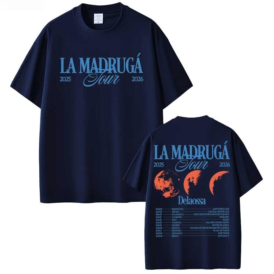 Rapper Delaossa La Madruga Tour 2026 T Shirt for Men Women Hiphop Streetwear Pop Music Tops Pure Cotton TShirt