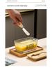 Transparent Glass Butter Dish with Lid & Spreader - Cheese Fresh-Keeping Box for Home Use