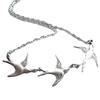 Vintage Three Sparrow Bird Pendant Necklace - Cute Simple Animal Alloy European Accessories