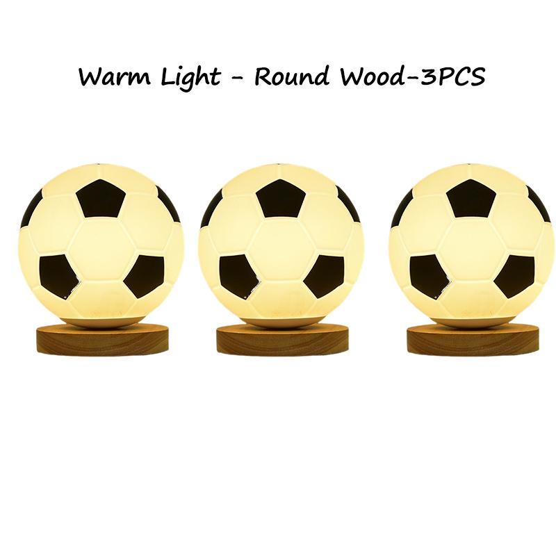 LED-fotbollsnattlampa massivt trä glas litet bordsljus Fjärrkontroll Dimning vid sängkanten sovrum Studiedekoration nattlampa