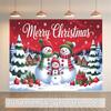 1Pcs Three Snowmen Snowy Trees Christmas Decoration Background Winter Backdrop For Photo Studio Photo Booth Party