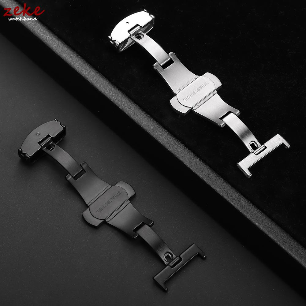 Stainless Steel Butterfly Deployment Buckle Matte Button Double Click Clasp Watch Strap 12/14/16/18/20/22mm Watches Accessories