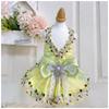Stylish Yellow Pet Dog Princess Dress, Handmade Floral Bow Outfit for Small Dogs, Premium Apparel for Pet Events & Photoshoots