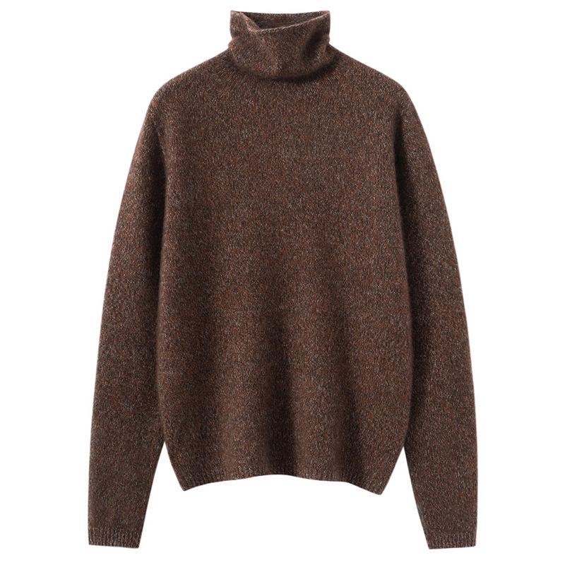 Women's High-Neck Cashmere Sweater: Autumn/Winter, Fancy Yarn, Loose, Thick, Long Sleeve Base Layer