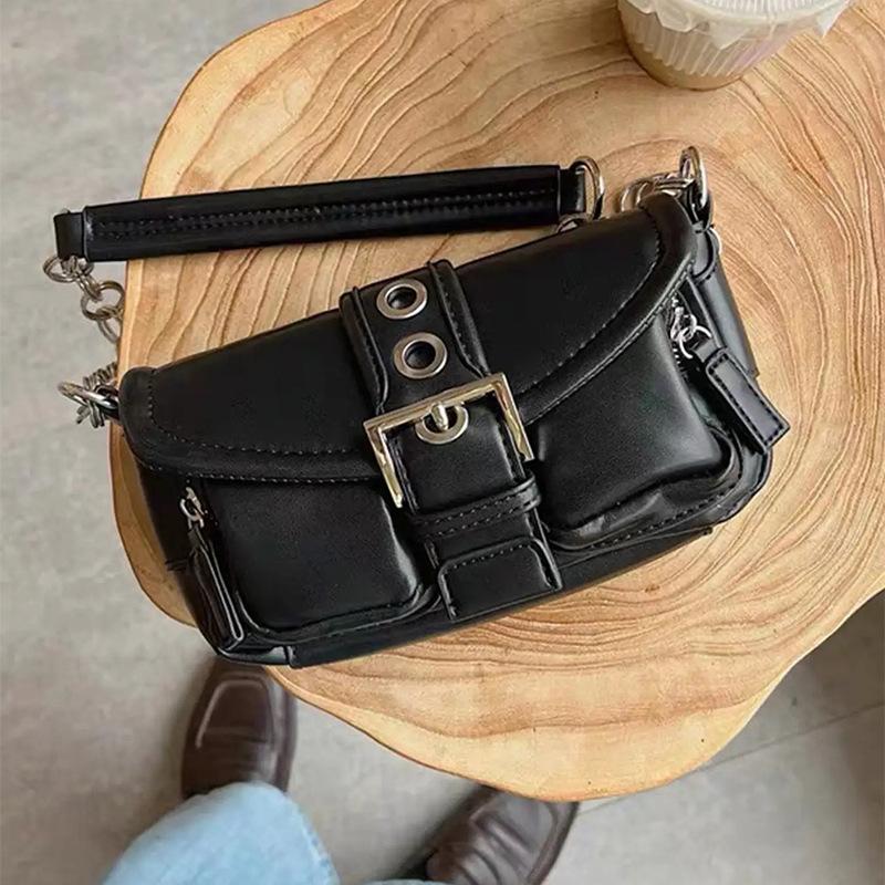 

Стильные кожаные сумки через плечо для женщин, модные простые женские сумки с клапаном под мышками, ретро-сумки с цепочкой и украшением в виде кольца