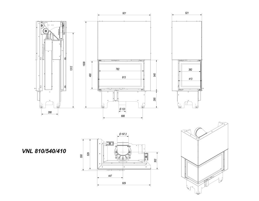 Steel Fireplace KRATKI VNL 810/410 14 kW Ø 200 Lift-up