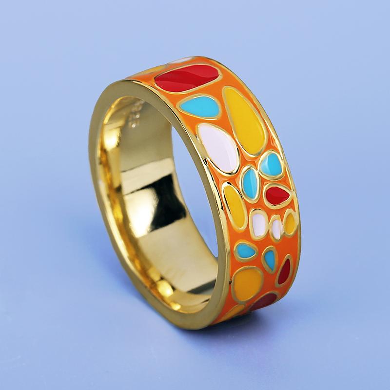 

Fashion New Color Epoxy Irregular Pattern Women s Ring 18k Gold Women s Handmade Enamel Ring Bridal Gift 10