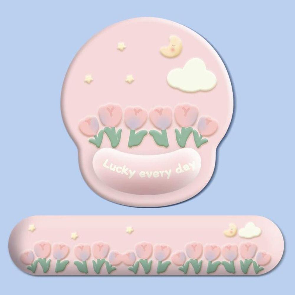 Non-Slip Wrist Rest Mouse Pad Rubber Base Mouse Wrist Rest Convenient Tulip Mouse Pad  Home Decor