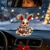 Seasonal Decorative Hanging Rabbit Easter Bunny Acrylic Pendant, Cute with Basket, 2D Car for Home Window Rearview Mirror Ornament, Bag Keychain