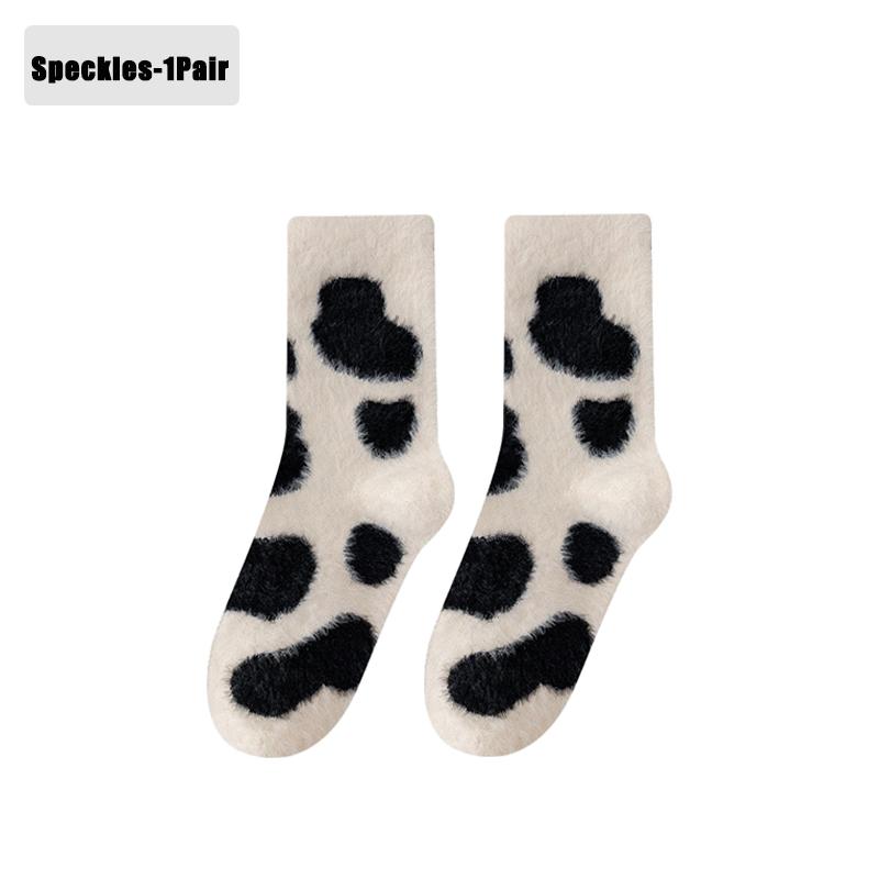 1-20Pairs Winter Warm Padded Socks Thick Mink Plush Cartoon Socks for Girls, Soft Skin-Friendly Home Sleep Socks for Autumn