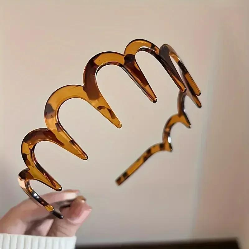 Women Solid Color Toothed Non-slip Hair Bands Girl Face Wash Sports Hairbands Wave Headbands Hair Accessories