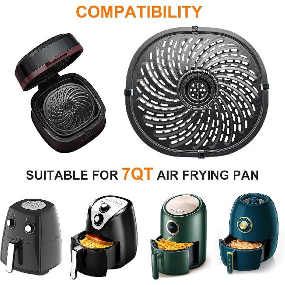 Air Fryer Grill Pan Replacement Parts for 7QT PowerXL Gowise Air Fryers, Upgraded Nonstick Air Fryer Crisper Plate Tray, Air Fryer Rack with Rubber
