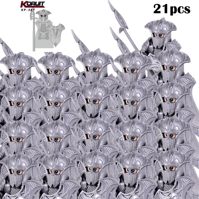 New 8pcs/lot MOC Uruk-hai Orc Army Group Orcus Figures Model Building Blocks LOTR Bricks Medieval Toys for Children gifts