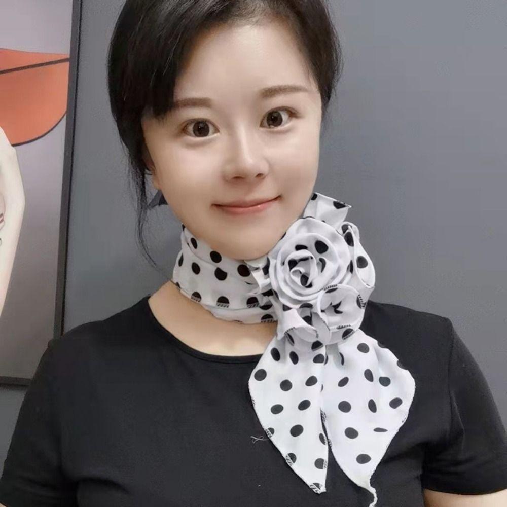 Versatile Chiffon Scarf Flower Neckerchief Sweet Floral Scarf Shawl  Women