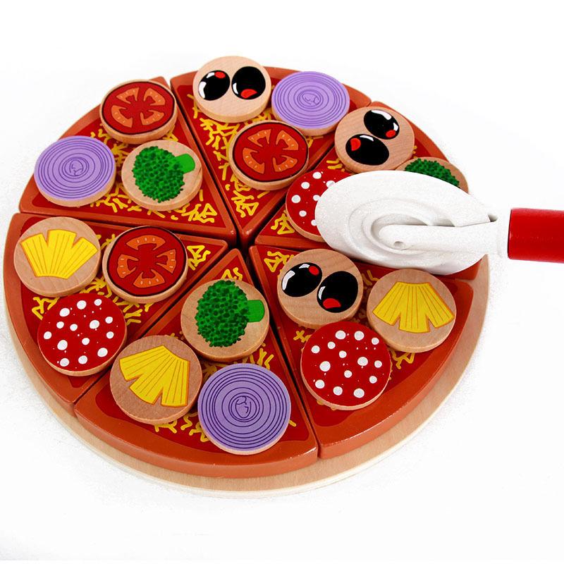 Wooden Play Kitchen Set: Simulated Vegetables, Shiitake Mushrooms, and Pizza Cutting Toy