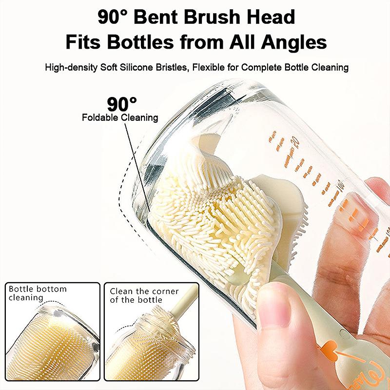 6 In 1 Portable Travel Baby Bottle Cleaning Brush Set With Silicone Bottle Brush Straw Brush Nipple Brush Bottle Drying Rack