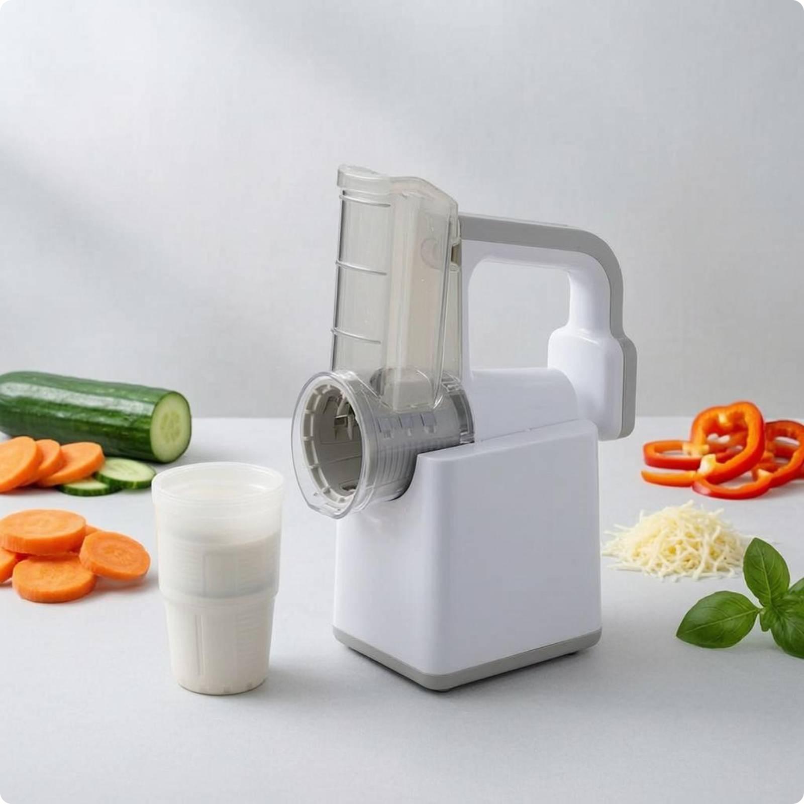 Electric Vegetable Cutter Easy to Use Electric Rotary Grater Rotary Cheese Shredder Singlepress Control Multi Blade Grater