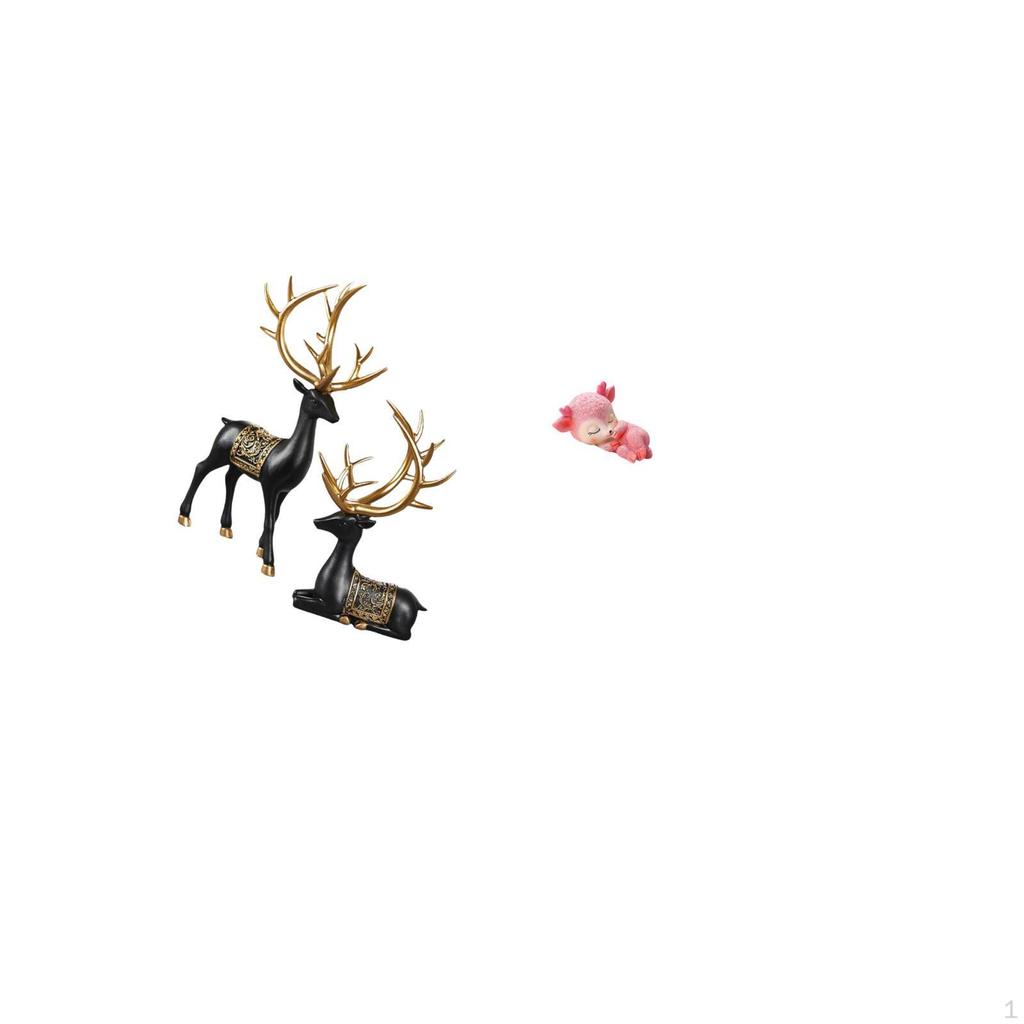Resin Reindeer Elk Deer Sculpture Figurine Collection for Tabletop Cabinet Wedding Housewarming