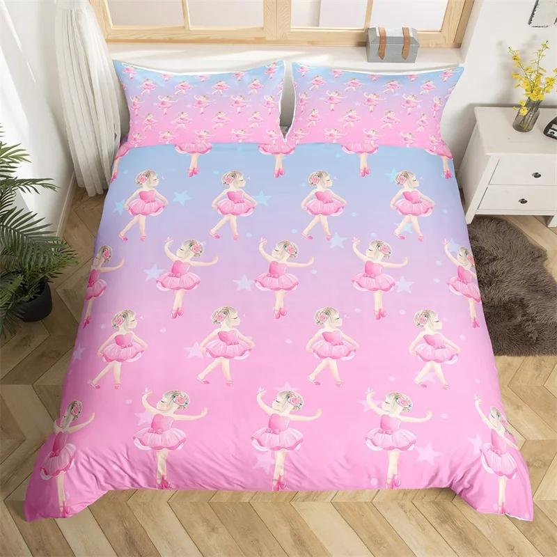 Comforter Ballet Ballerina Rose Flower Bedding Set Cute Little Dancers Comforter Twin King For Girl Gymnastics Lover