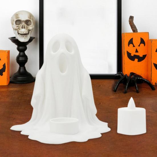 Ghost Candle Holder with LED Candle Spooky Ghost Candle Holder Flameless Candle
