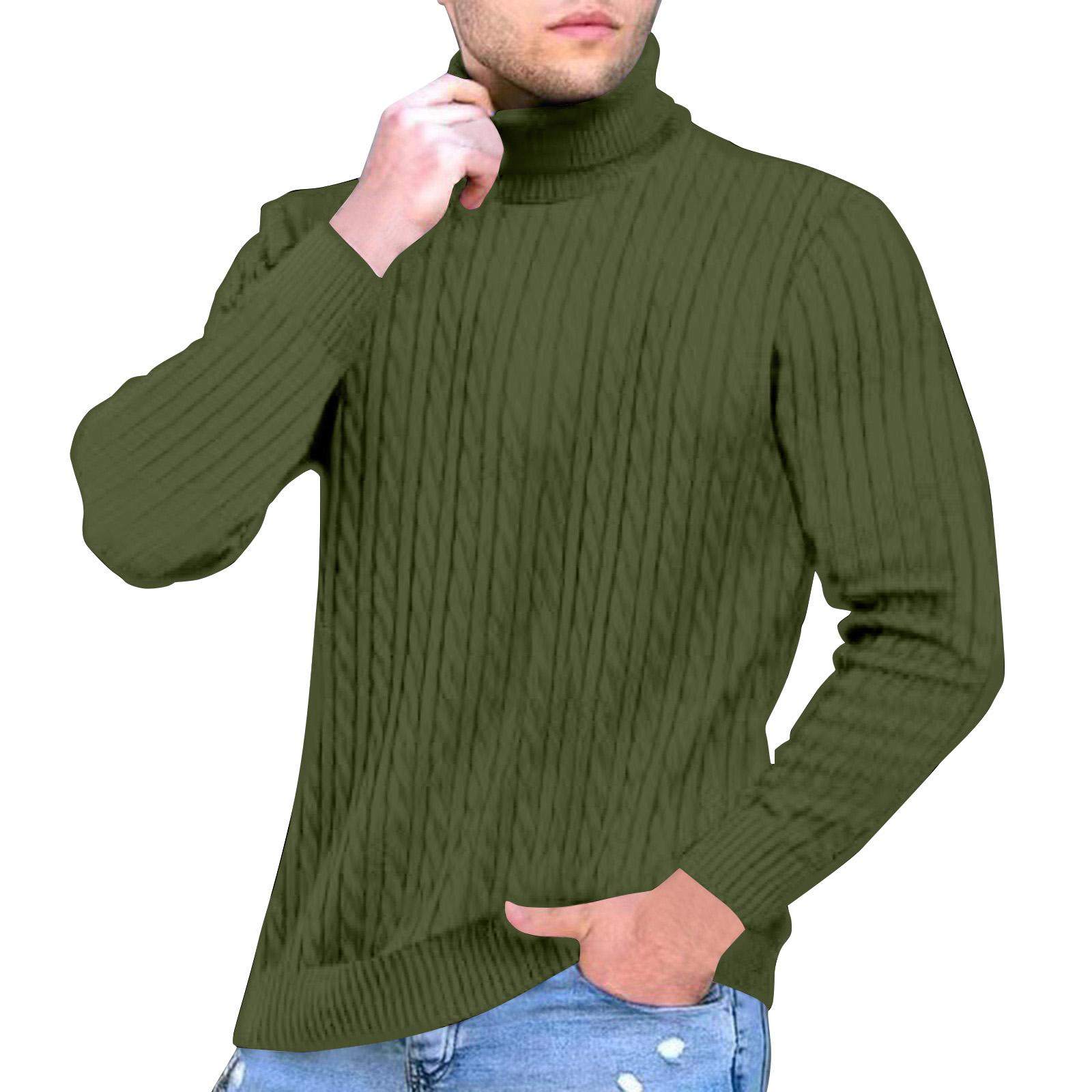 

Мужской однотонный свитер с высоким воротником, мужской повседневный модный текстурированный пуловер, свитер для ношения под низ L