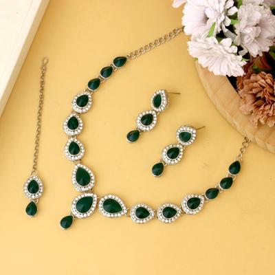 Necklace with Earrings & Maang Tikka for Women | Elegant Jewellery Set for Weddings, Parties, and Special Occasions