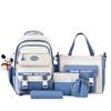 Schoolbag Large Capacity 1011 Nylon Five-piece School Bag Women's Simple Tooling Junior High School Backpack College Style Leisure Backpack