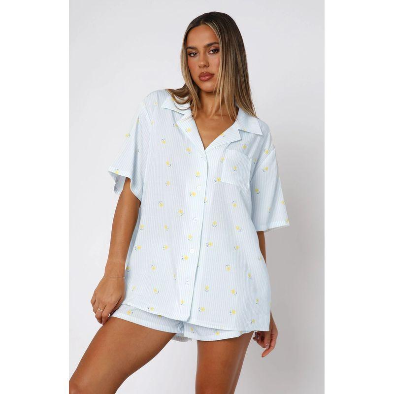 

Love Striped Shirt and Shorts Set Love Heart Stripe F Lapel Shirts Shorts Set Figure III XL