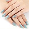 Mint Green Cat Eye Long Almond Press-On Nails - Whitening Effect, 30 Removable Pieces