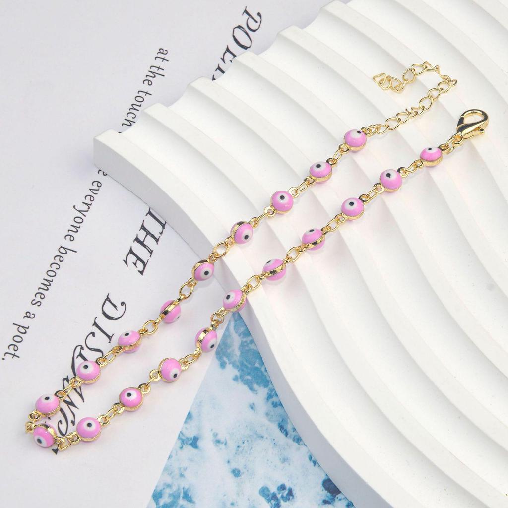 Minimalistisches handgefertigtes Fußkettchen mit bösem Blick: Europäischer und amerikanischer Strand-Damenschmuck im hochwertigen Nischendesign