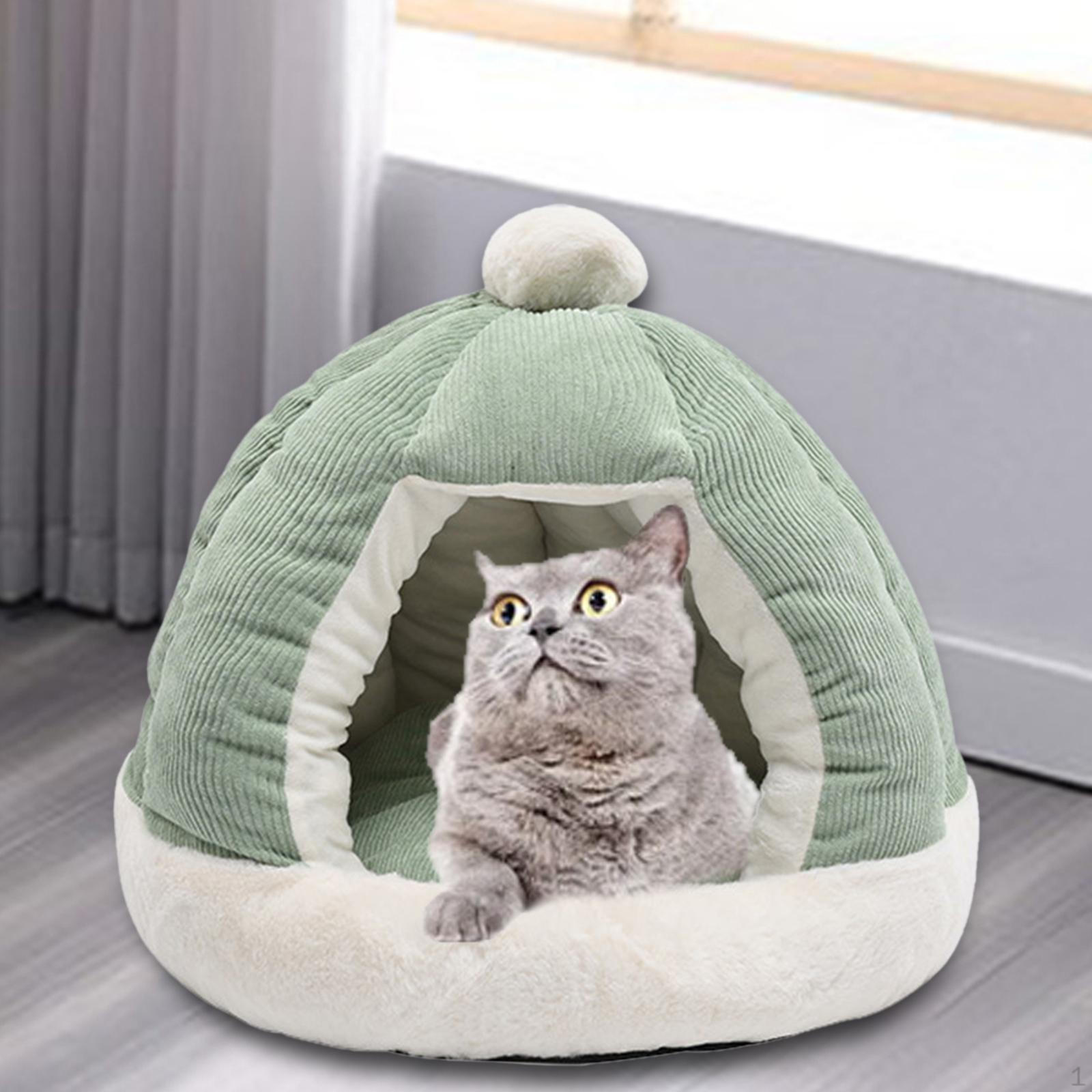 

Cat Bed Dog with Removable Washable Cushion Kennel Decorative Slip Villa Shelter for Diameter 49CM зелений