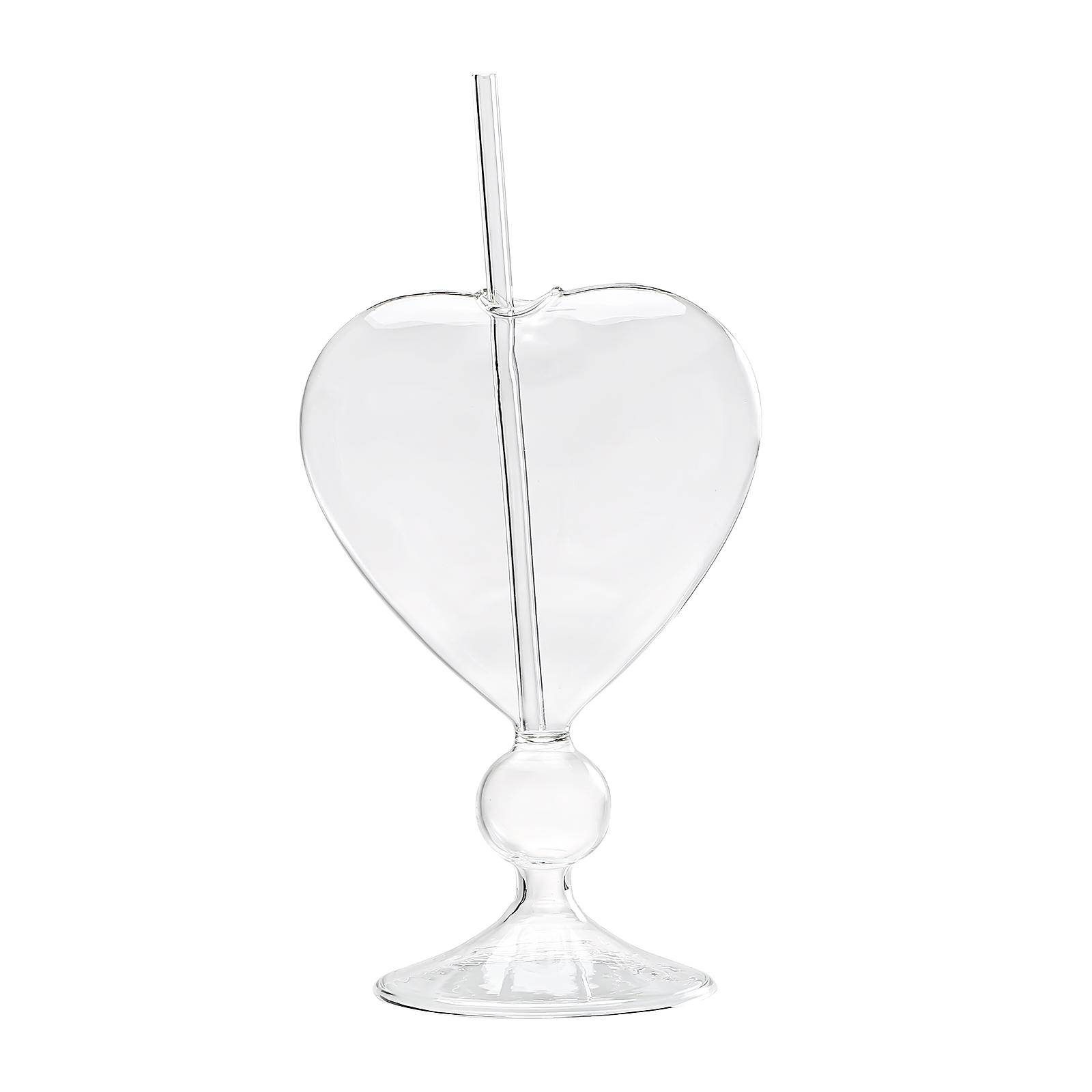 

2 Pack Heart Cocktail Glasses, 240ml Valentine s Day Wine Glasses, Unique Wine Glasses with Glass Straws, Creative Martini Glass белый