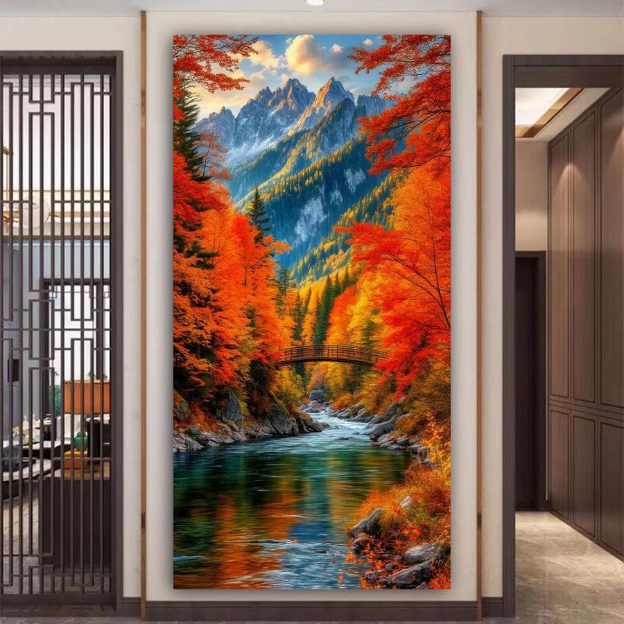 Mountain Red Forest River Dragon Large Size Diamond Painting New Collection Scenery Diy Full Drill Rhinestone Embroidery Mosaic Cross Stitch Kits