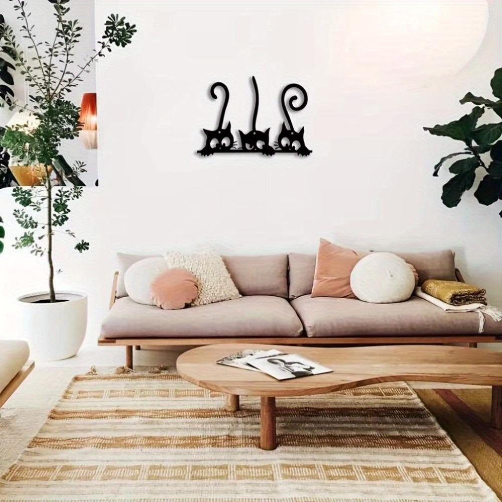 Charming Cat Metal Wall Art Elegant Living Room and Bedroom Decor Sculpture