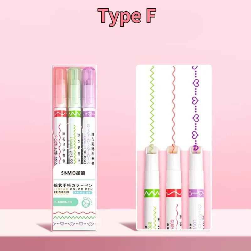

6/3pcs Flower Shape Outline Pens Highlighter Marker Curve Roller Tip Pen Stationery School Office Supplies Gifts