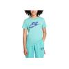 Sportswear Breathable Soft Letter Crew Neck Short Sleeve T-Shirt Kids Tops Green Frosted-Blue FZ5172-300