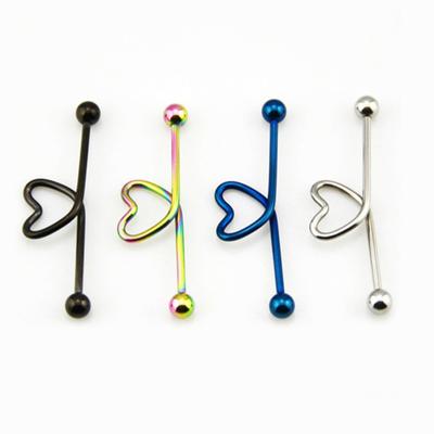 Piercing de cartílago en forma de corazón, barra Industrial de acero inoxidable Unisex, 1 ud.