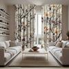2Pc  Magnolia Flower Print Curtains, Polyester Fabric, Machine Washable, Suitable For Bedroom Living Room Decoration