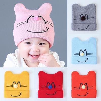 New Soft Cotton Baby Cat Stripe Beanie Boys Girls Hat Infant Newborn Kids Cap