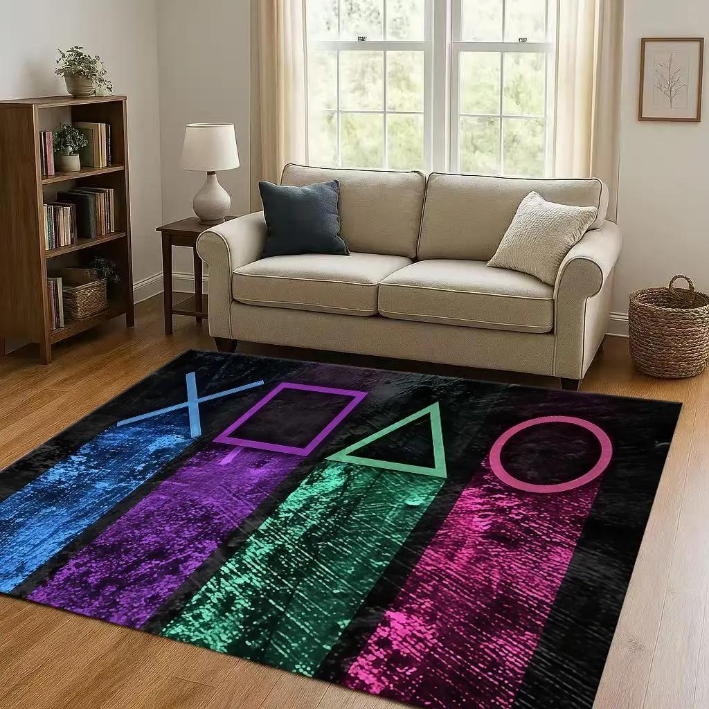 Classic Game Zone Sign Gamer Controller Living Room Non-Slip Area Rug Carpet for Bedroom Kids Playroom Sofa Home Decor Doormat