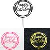 Round Happy Birthday Letter Cake Topper Acrylic DIY Cupcake Cake Smash Candle Party Handmade Stick
