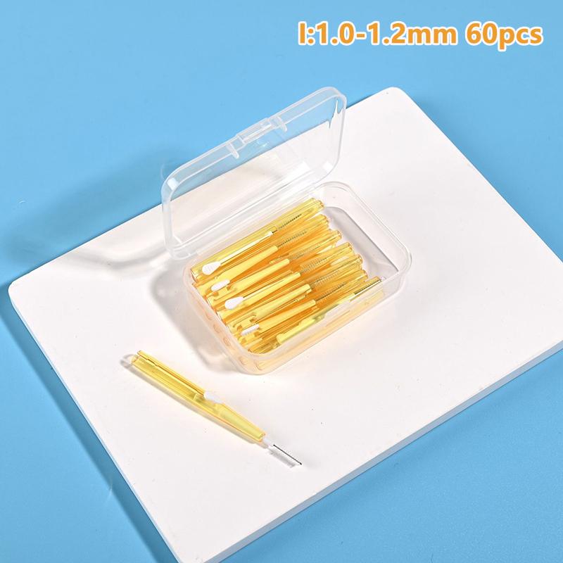 

30/60 шт. зубочистка Push-Pull для межзубных промежутков 0,6-1,5 мм для чистки между зубами и ухода за полостью рта ортодонтическая зубная нить в форме I 1.0-1.2mm/60pcs