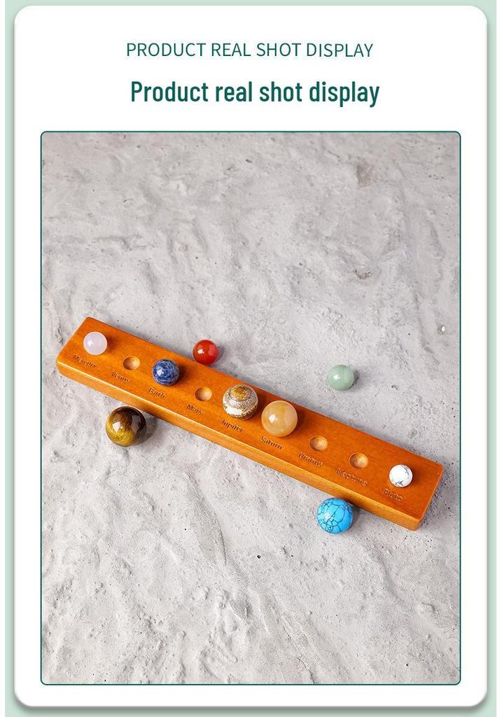 Natural Crystal Solar System Model: Nine Planet Gift Box & Desktop Ornament for Students and Kids