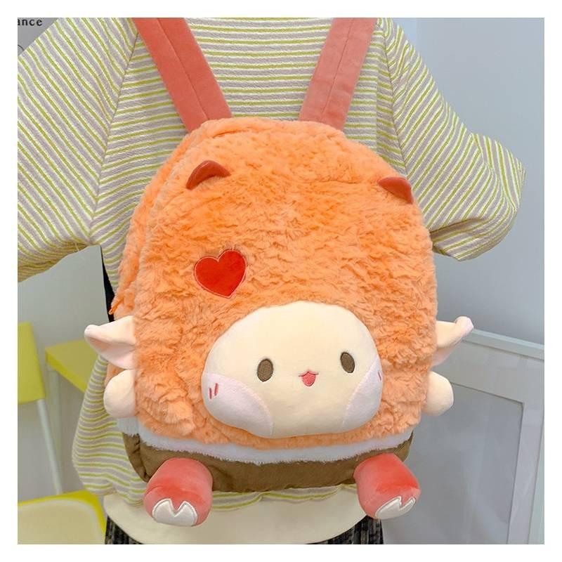 Sheep Apple Bear Pattern Plush Backpack Breathable Shoulder Straps Schoolbag