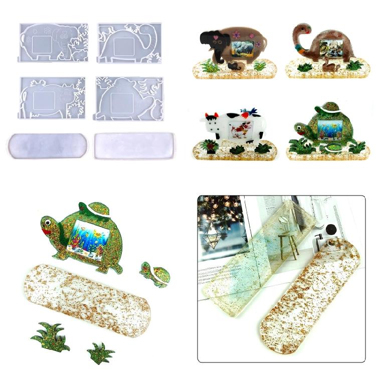 Elephant Cow for Turtle Photo Frame Pendant Silicone Mold Resin Casting Jewelry