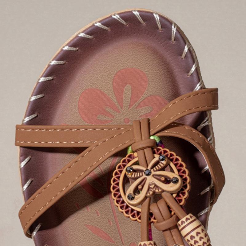 35-45 Women’s Bohemian Flat Beaded Rhinestone Beach Sandals BOHO Slides