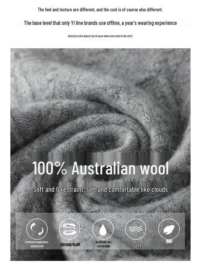 Men's 100% Pure Wool High Neck Jacquard Sweater - Autumn/Winter 2025 Collection