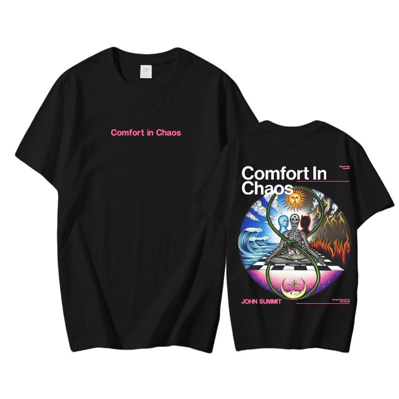 

Футболка John Summit Летняя футболка в стиле хип-хоп, как у певца, с коротким рукавом, 100% хлопок, одежда для женщин/мужчин, ретро топы M чёрный