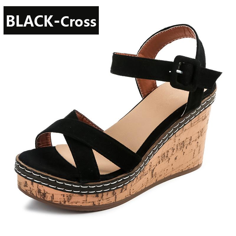 Aphixta Wedge Sandals Peep Toe Buckle Shoes Woman Platform 10cm Cool Summer Super High Heel Shoes Female