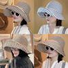 Women Foldable Striped Sun Bucket Hat Fashion Summer Sunshade Cap Breathable